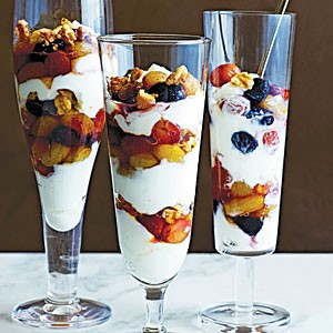 Slow-roasted grape and yogurt parfaits