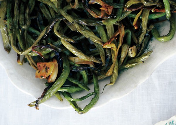 Slow-roasted green beans with sage
