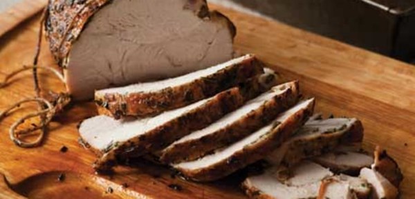 Slow-roasted herbed turkey breast