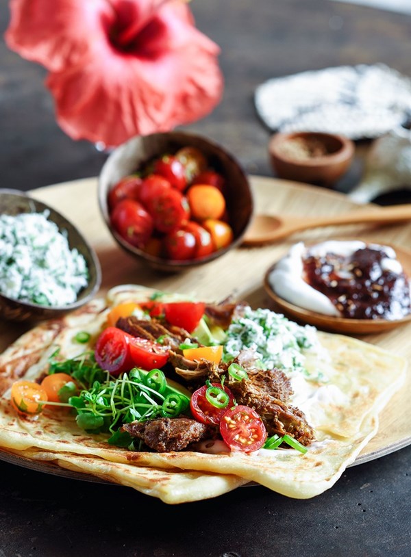 Slow-roasted Indian spiced lamb shoulder