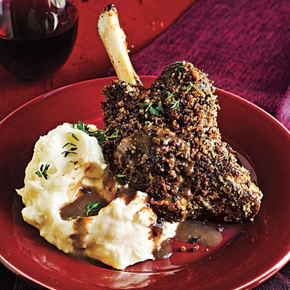 Slow-roasted lamb shanks