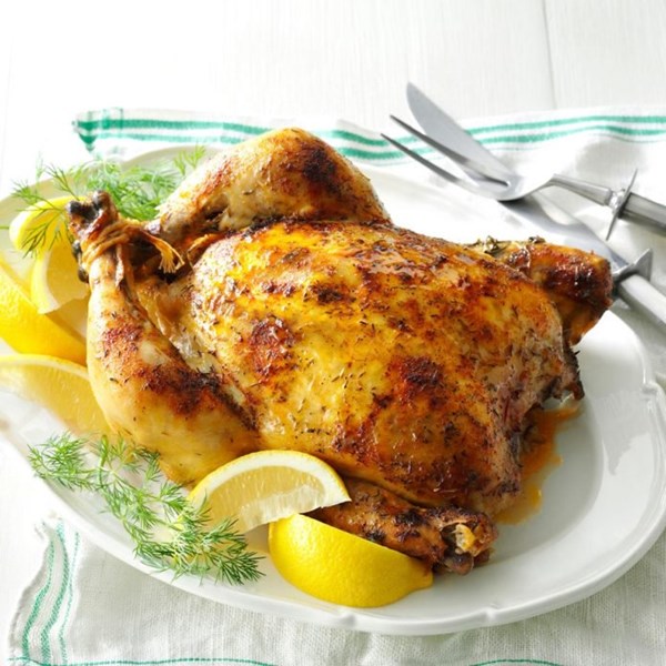 Slow-roasted lemon dill chicken