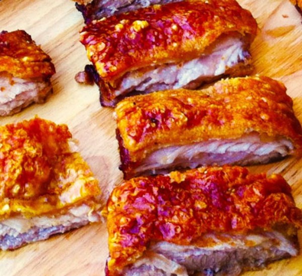 Slow roasted pork belly scented with fennel