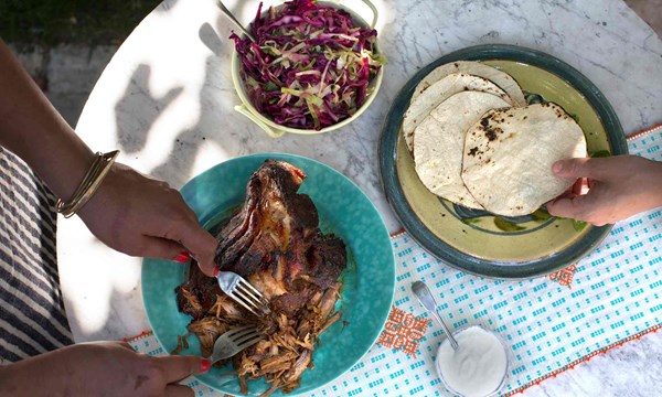 Slow-roasted pork shoulder tacos 