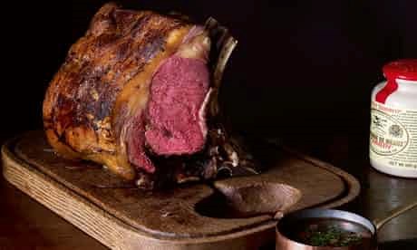 Slow-roasted rib of beef with bone-marrow sauce