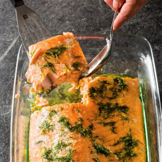 Slow-roasted salmon with dill and garlic