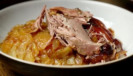 Slow-roasted shoulder of lamb with boulangère potatoes