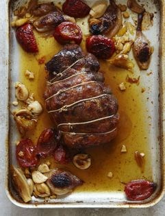 Slow-roasted shoulder of lamb with garlic, basil & ginger