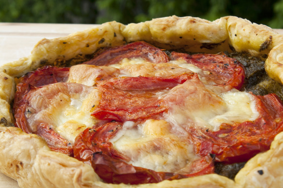 Slow roasted tomato and mozzarella galettes
