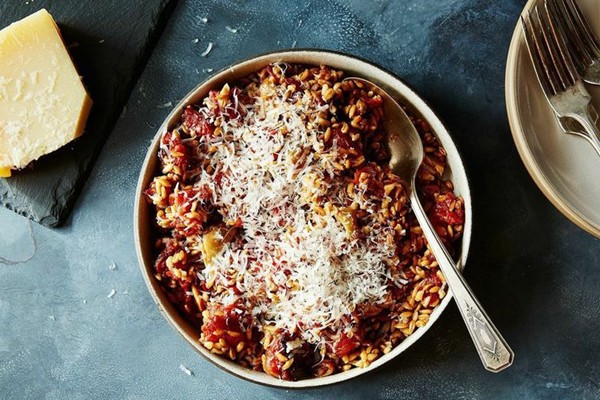 Slow roasted tomatoes and farro for winter