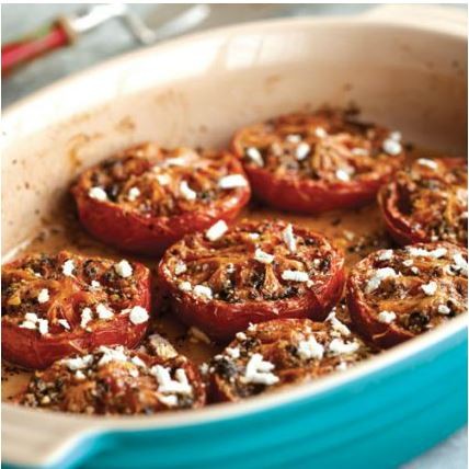 Slow-roasted tomatoes with oregano and feta