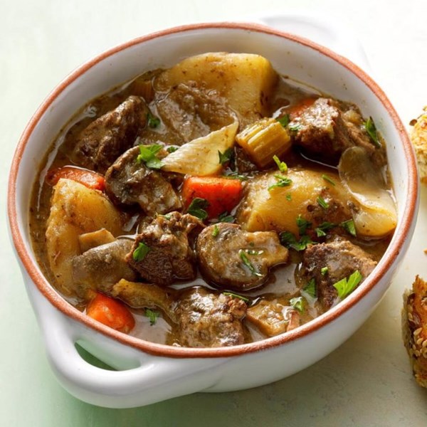 Slow-simmered Burgundy beef stew 