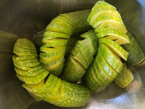 Slumbering dragon cucumbers (Suōyī huángguā / 蓑衣黃瓜)