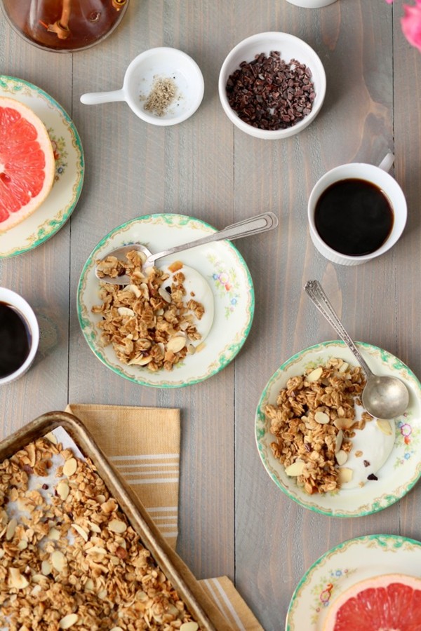Small-batch granola with almond, coconut, and cocoa nibs