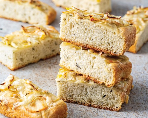 Small-batch potato and leek focaccia