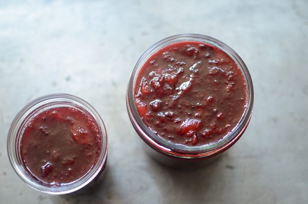 Small batch strawberry plum jam