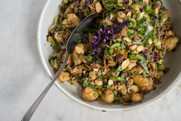 Smash-and-toss roasted potato salad