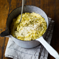 Smashed buttered swede with green peppercorns