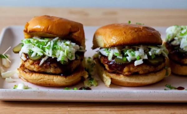 Smashed chicken meatball sliders