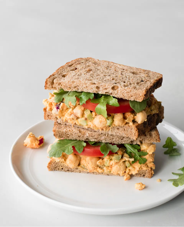 Smashed chickpea salad sandwiches