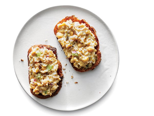 Smashed chickpea salad toasts