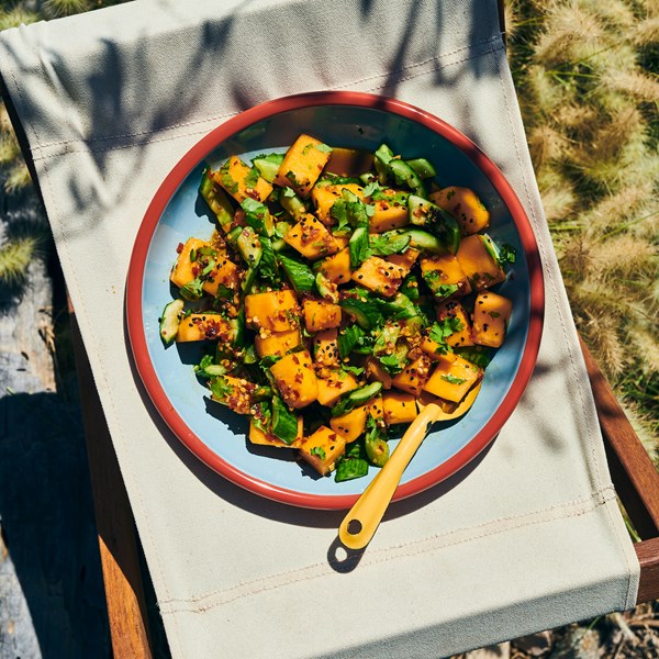 Smashed cucumber and melon salad