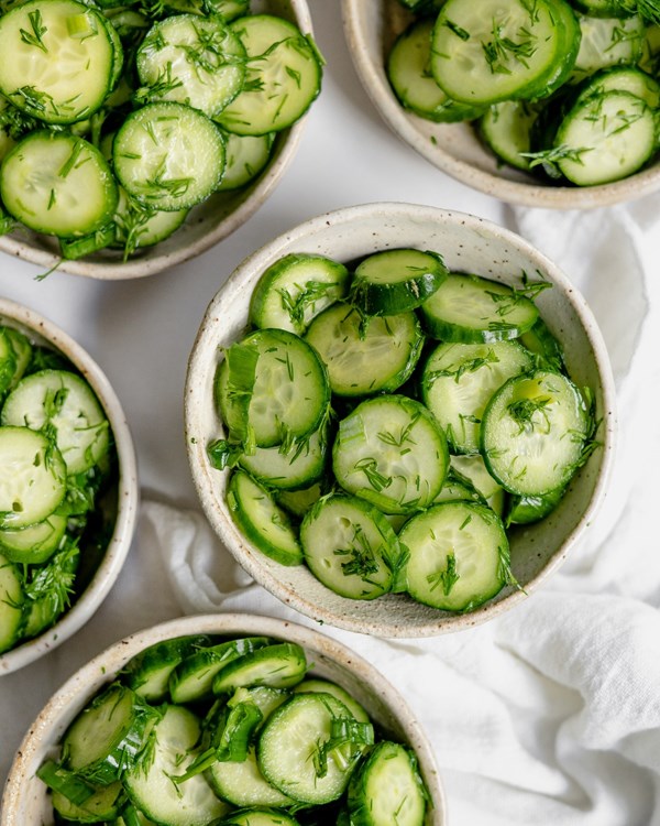 Smashed cucumber dill salad