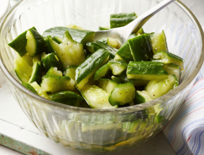 Smashed cucumber salad with lemon & cumin