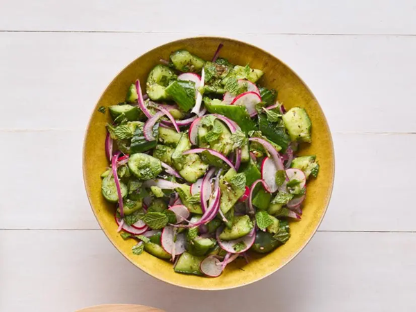 Smashed cucumber salad with mint