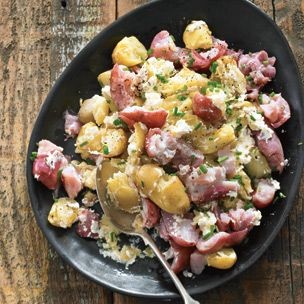 Smashed fingerlings with fromage blanc