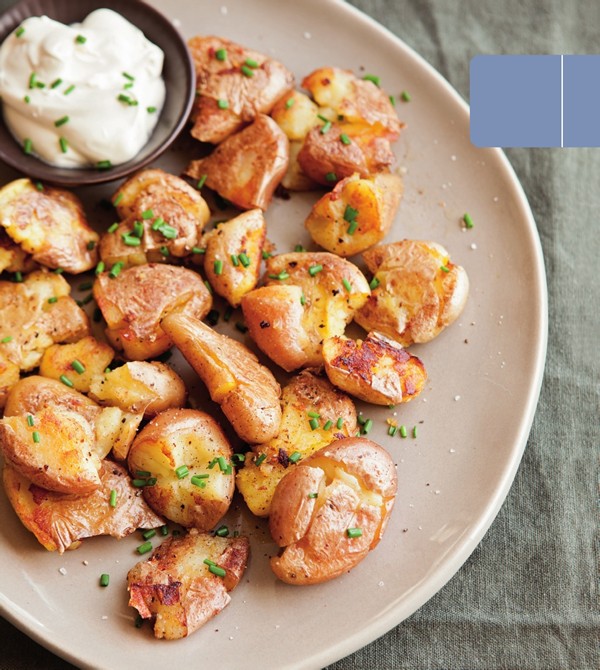 Smashed fingerlings with fromage blanc