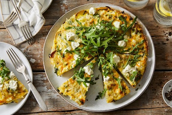 Smashed potato & ramp frittata 