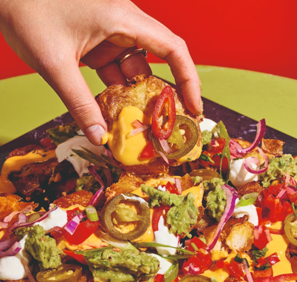 Smashed potato nachos