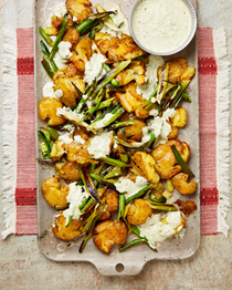 Smashed potatoes with ranch dressing
