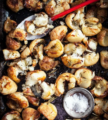 Smashed potatoes with rosemary