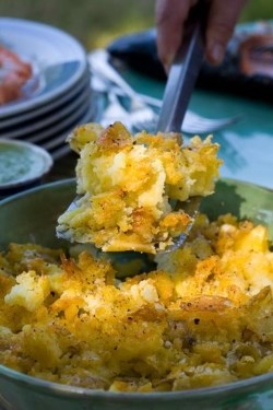 Smashed roast new potatoes with garlic and rosemary