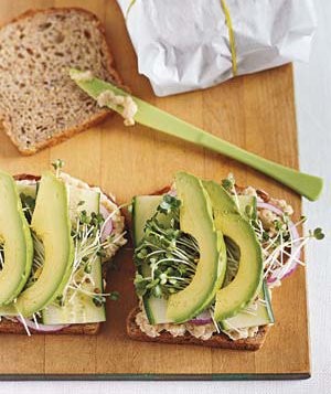 Smashed white bean and avocado club