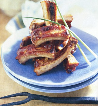 Smoked baby back ribs with hoisin-honey glaze