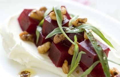 Smoked baby beetroot, mascarpone and tarragon salad