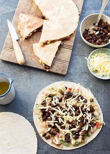 Smoked bean and mushroom quesadillas