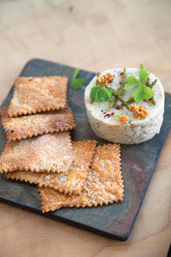 Smoked bluefish pâté with hardtack crackers