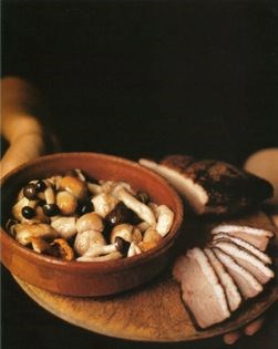 Smoked breast of duck with preserved mushrooms