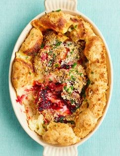 Smoked cheddar, chive and roast beetroot gougère