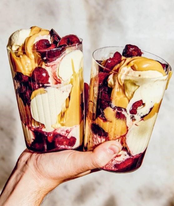 Smoked cherry and whisky butterscotch sundae