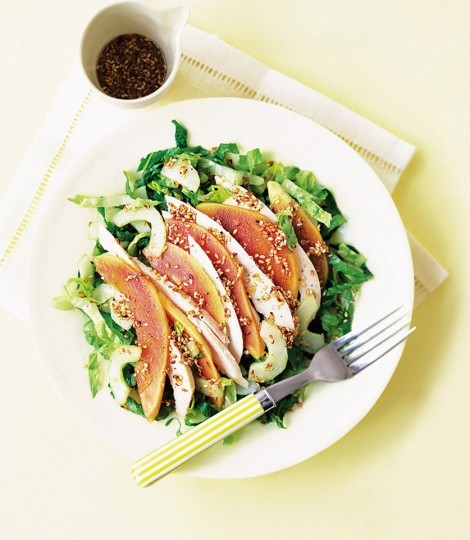 Smoked chicken and papaya salad with a ginger and sesame dressing