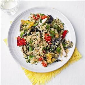 Smoked chicken and roasted vegetable barley couscous