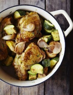 Smoked chicken, courgette, garlic & rosemary casserole