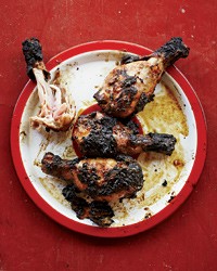 Smoked chicken drumsticks with coriander