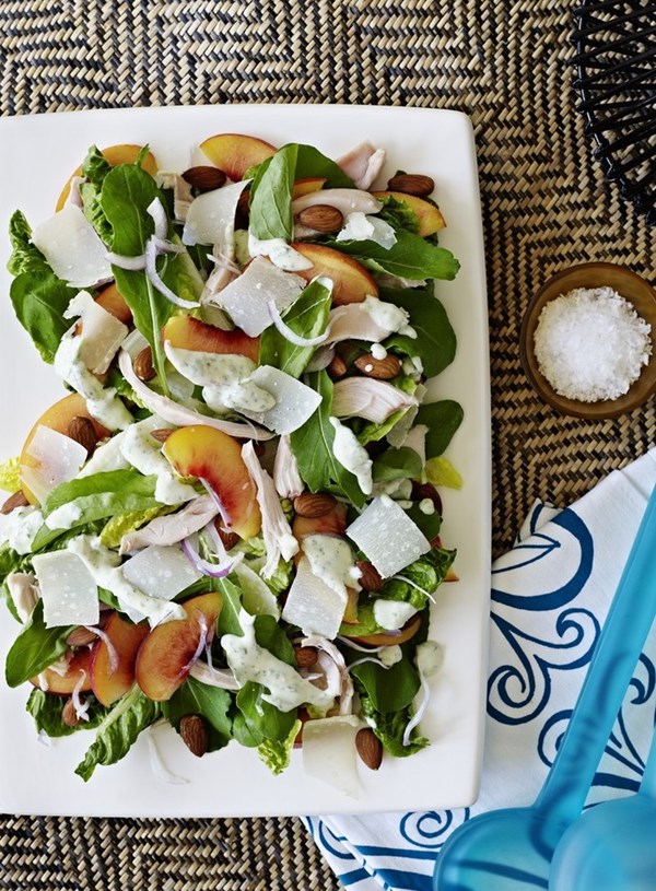Smoked chicken, nectarine and roasted almond salad