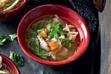 Smoked chicken noodle soup